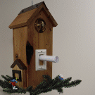 Pine birdhouse.