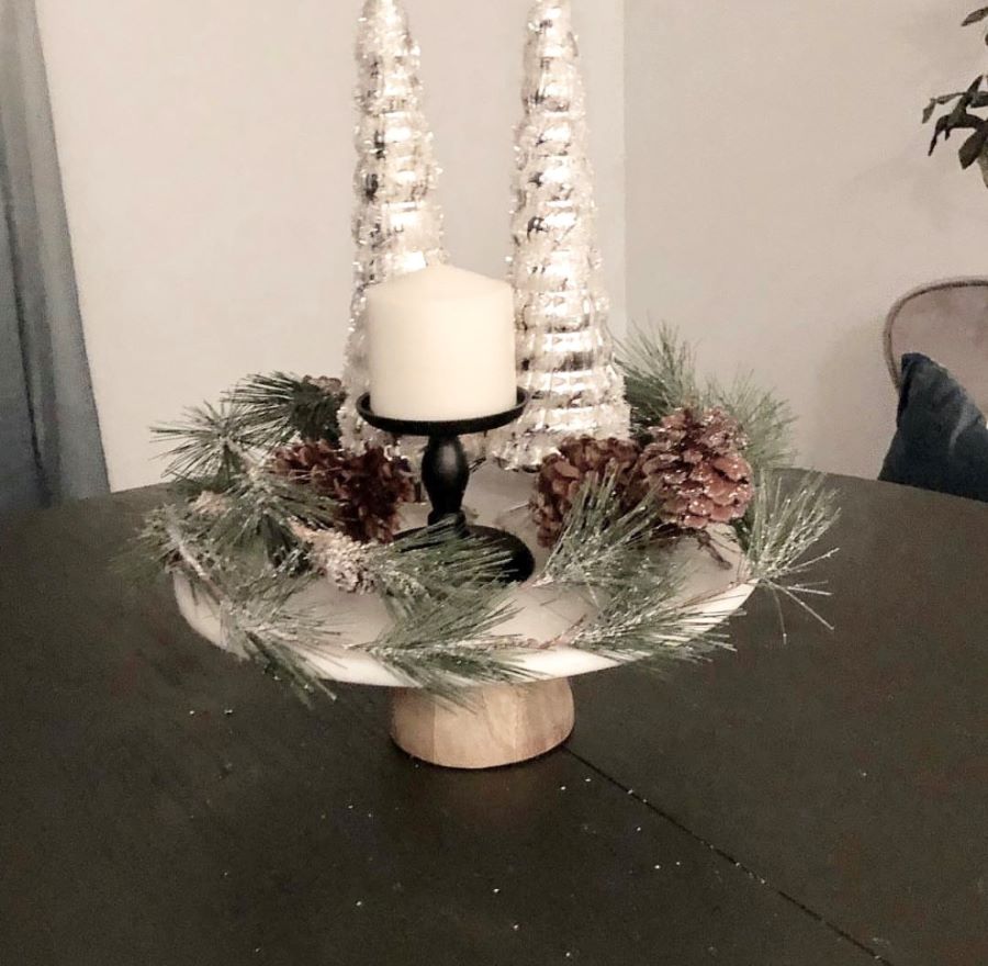 Cake stand centerpiece.