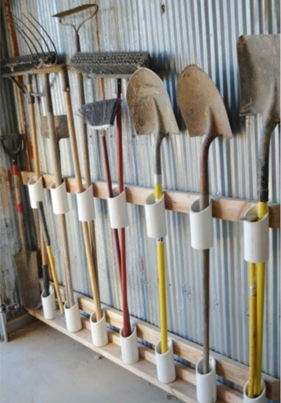 PVC pipe used to organize tools.