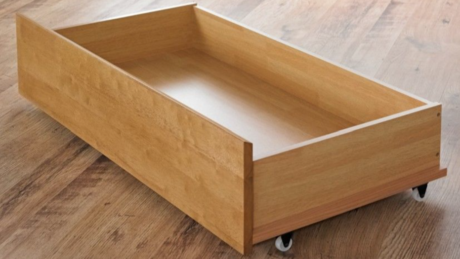 Drawer turned into under-bed storage.
