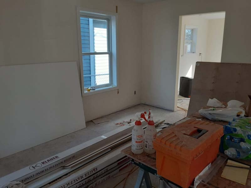 An interior room under construction.