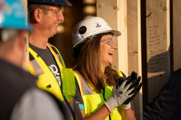 Smiling volunteer